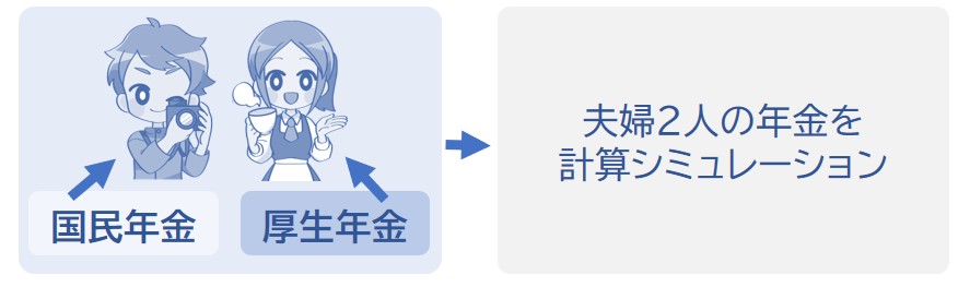 夫が個人事業主で妻が厚生年金に加入してた場合の年金をシミュレーション