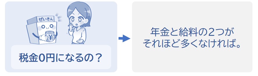 年金と給料どちらの金額もそれほど多くなければ税金は0円