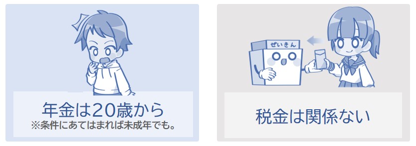 年金は20歳から。税金は関係ない。