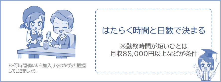 働く時間や日数が条件。勤務時間が短いひとは月収88,000円などが条件