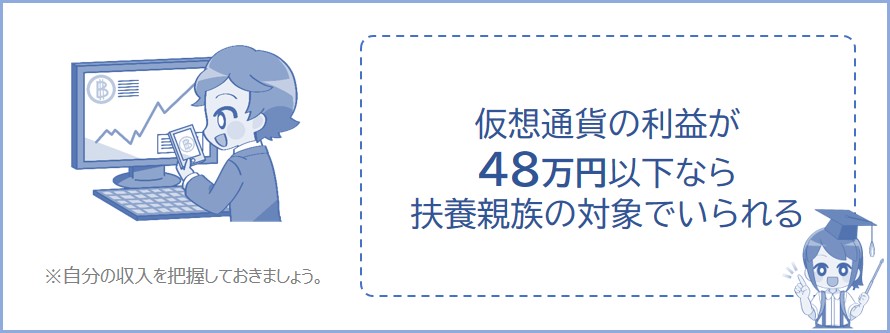 仮想通貨の利益が48万円以下なら扶養から外れない