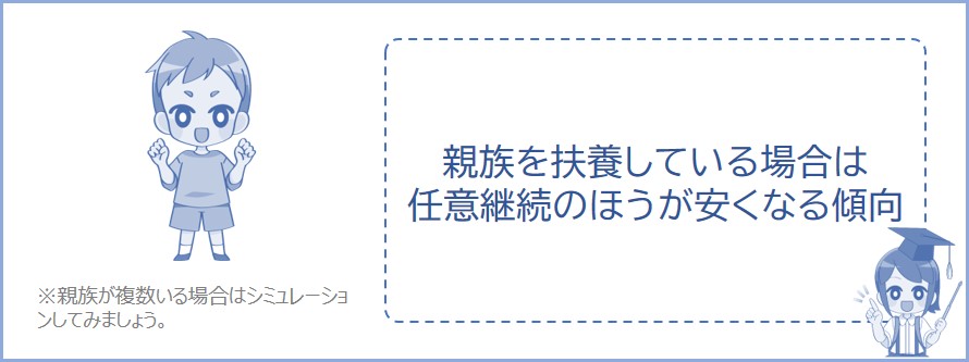 親族を扶養している場合は任意継続のほうが安くなる場合がある