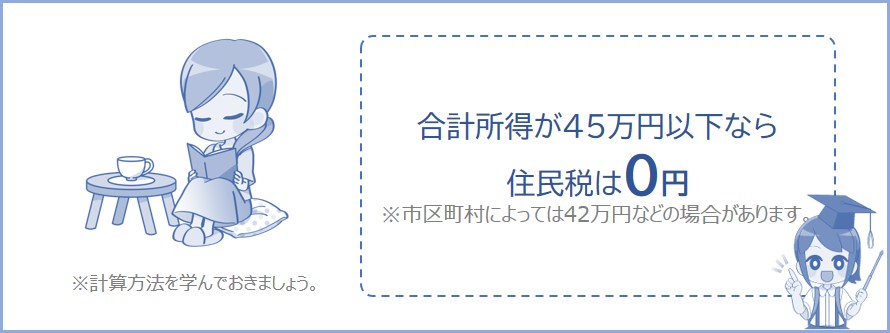無職で合計所得が45万円以下なら住民税が0円になる