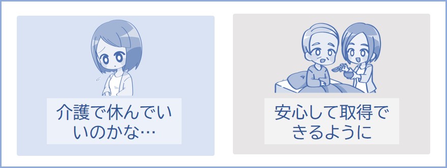 介護休業が安心して取れるように法律で定められています
